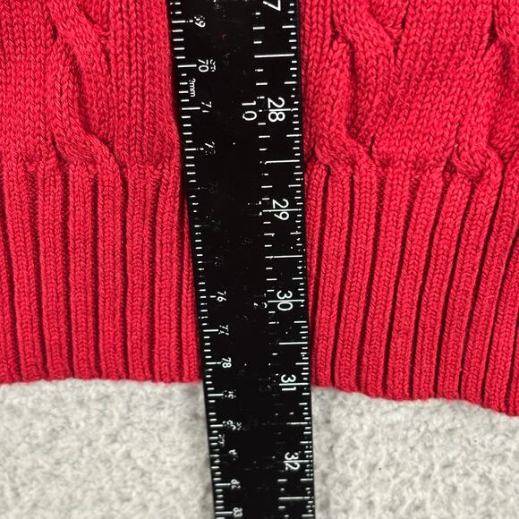 IZOD Cable Knit Sweater Mens XL Red Nautical Prep Grandpa Cotton Jumper 1/4 Zip - Picture 8 of 10